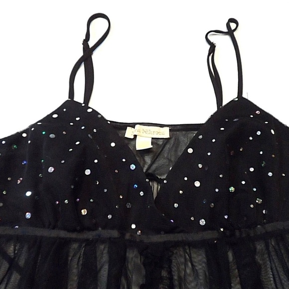 Flora Nikrooz Teddy Size Medium Black Sequins - Picture 2 of 7